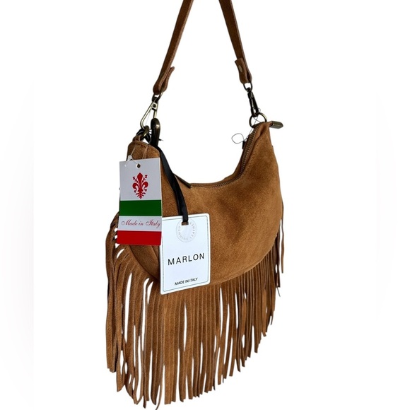 Haute Hippie Handbags - Marlon Italy Tan Fringe Shoulder Bag Crossbody